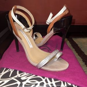 Diane Von Furstenberg Rozi Crystal Pavéd Sandals Cup Heels